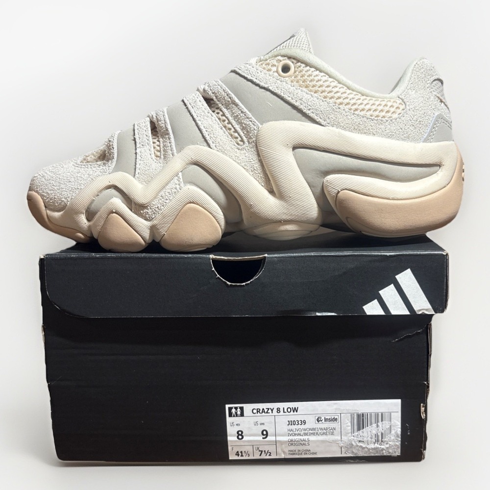 Adidas Crazy 8 Low Halo Ivory Sandstone Sneakers JI0339 Men's Size 8-Women's‎ 9